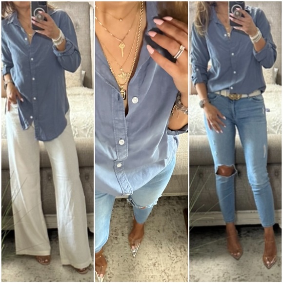 Tops - New💕 Infinity blue tencel button shirt